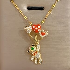 Heart teddy bear necklace
